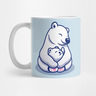 Cute Polar Bear Mom Hugging Baby Polar Mug